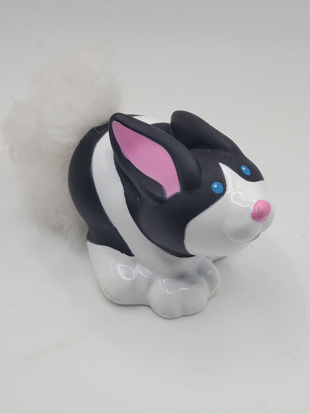 Fisher-Price Black & White Bunny Figure with Pink & Blue Accents